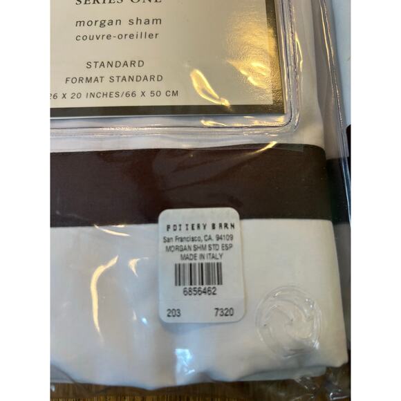Pottery Barn Series One Morgan Standard Shams White & Brown Made in Italy *read* - Picture 4 of 10